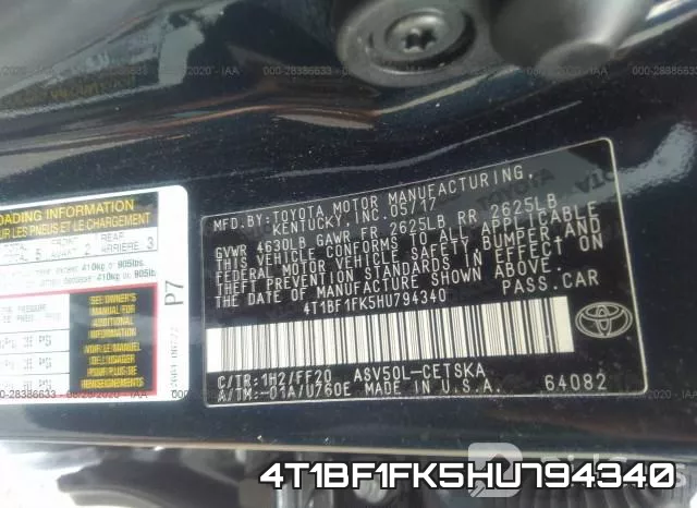 4T1BF1FK5HU794340 фото 10