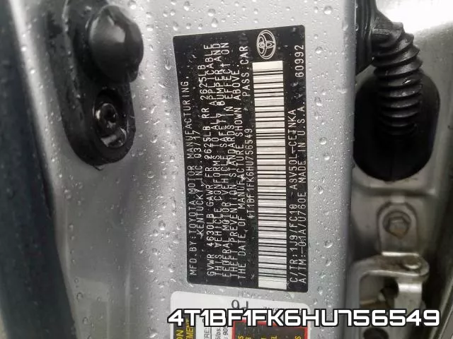 4T1BF1FK6HU756549 фото 2