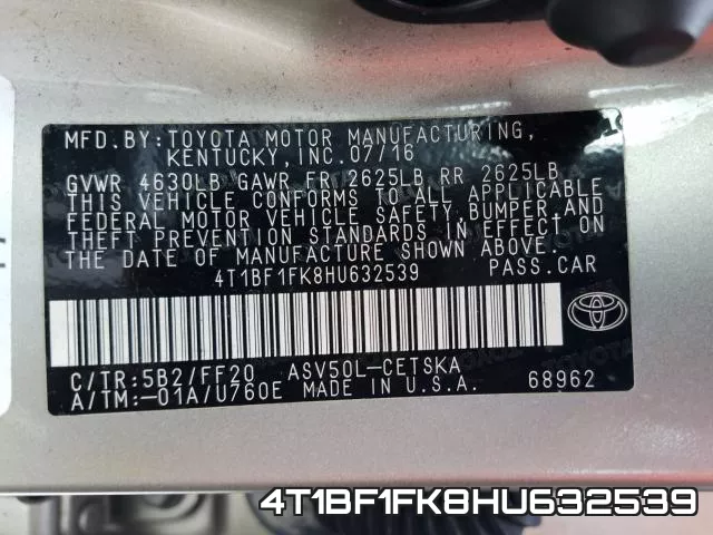 4T1BF1FK8HU632539 фото 2