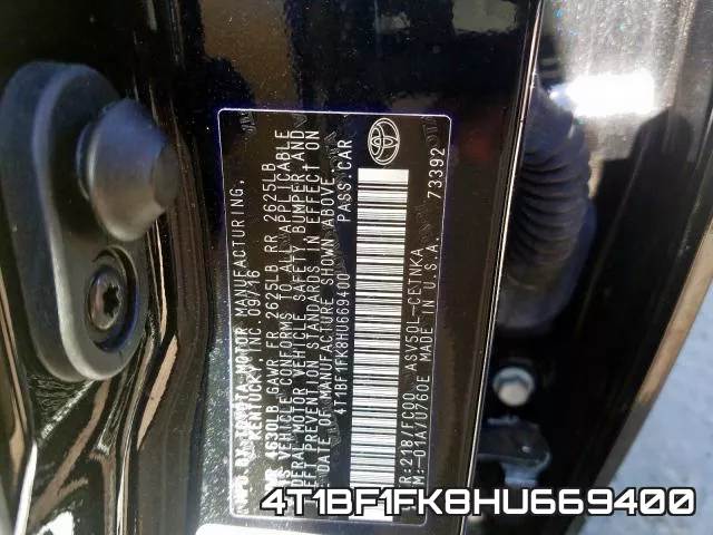 4T1BF1FK8HU669400 фото 2