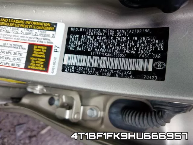 4T1BF1FK9HU666957 фото 2