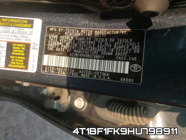 4T1BF1FK9HU798911 фото 2