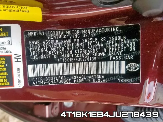 4T1BK1EB4JU278439 фото 2