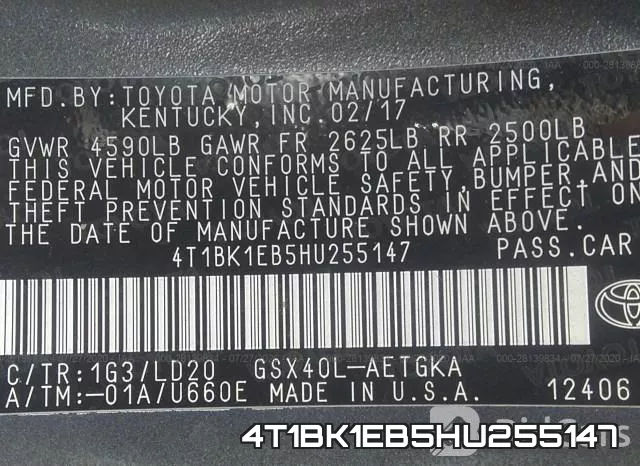 4T1BK1EB5HU255147 фото 9