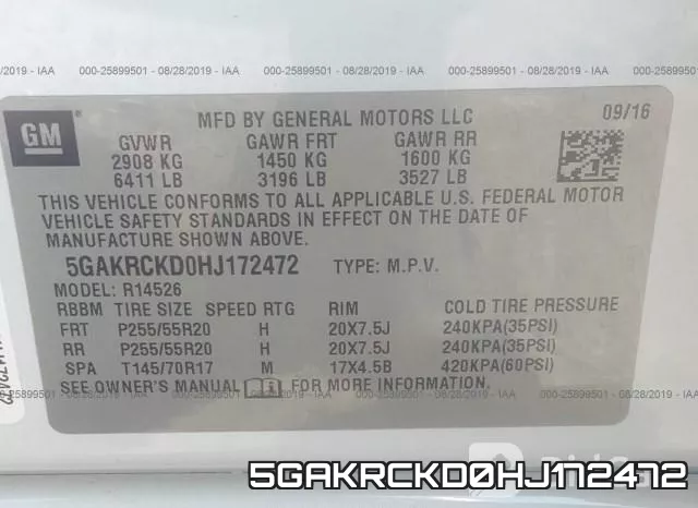 5GAKRCKD0HJ172472 фото 10