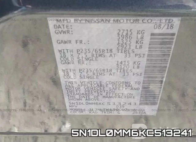 5N1DL0MM6KC513241 фото 10