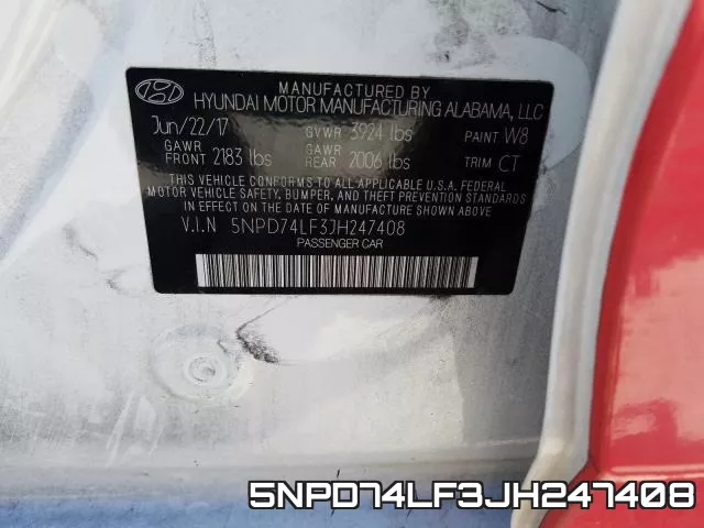 5NPD74LF3JH247408 фото 2