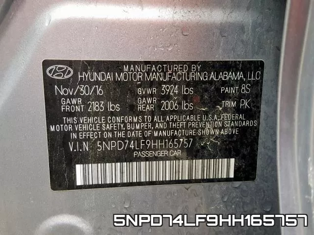 5NPD74LF9HH165757 фото 2