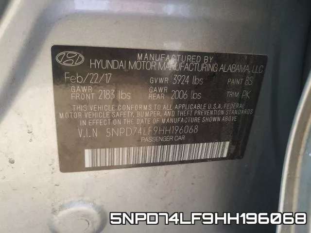 5NPD74LF9HH196068 фото 2