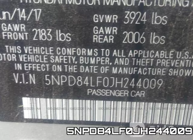 5NPD84LF0JH244009 фото 10