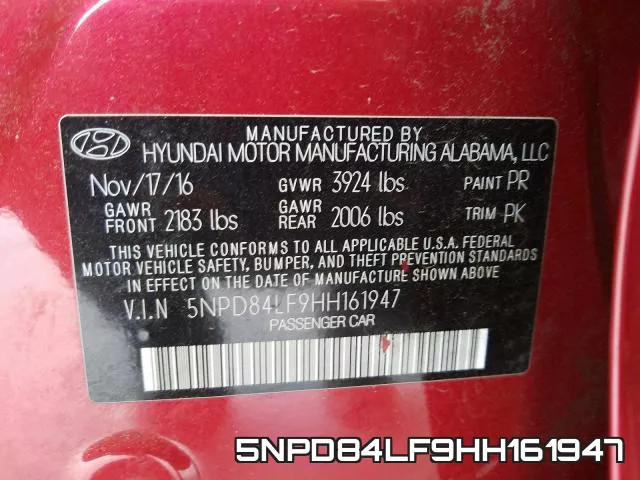 5NPD84LF9HH161947 фото 2