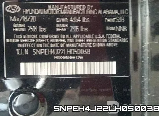 5NPEH4J22LH050038 фото 10