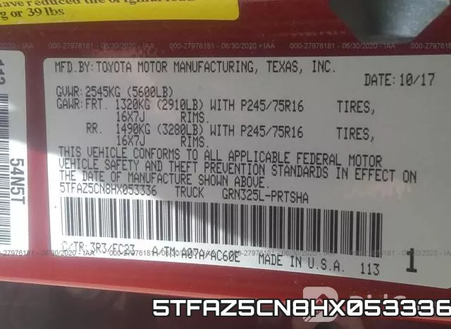 5TFAZ5CN8HX053336 фото 10