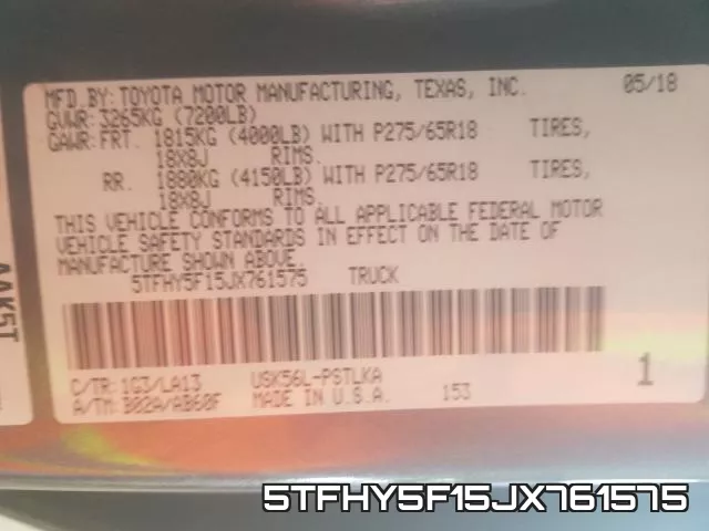 5TFHY5F15JX761575 фото 2