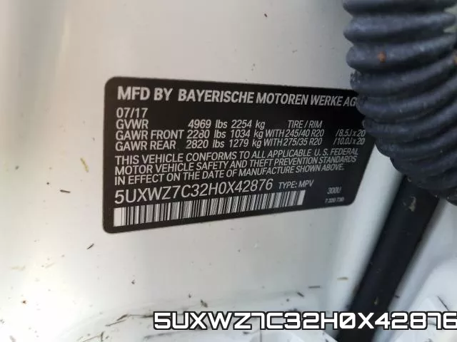5UXWZ7C32H0X42876 фото 2