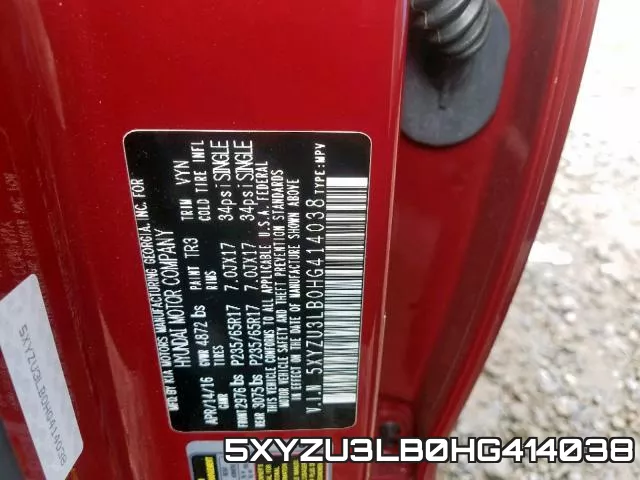 5XYZU3LB0HG414038 фото 2