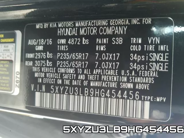 5XYZU3LB9HG454456 фото 2
