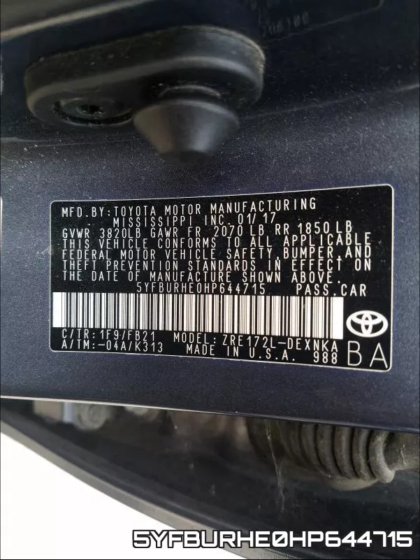 5YFBURHE0HP644715 фото 2