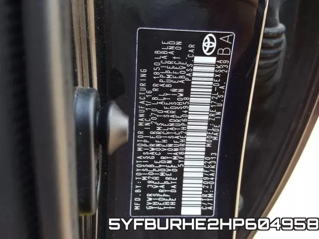 5YFBURHE2HP604958 фото 2