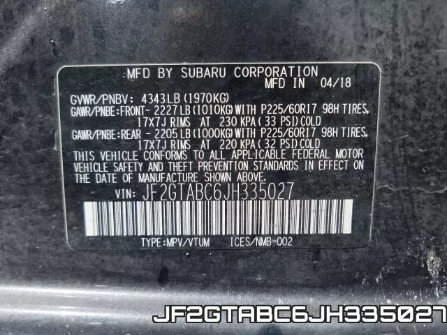 JF2GTABC6JH335027 фото 2
