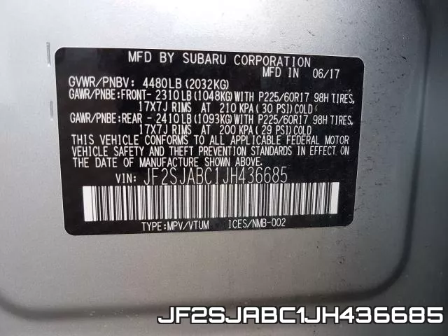 JF2SJABC1JH436685 фото 2
