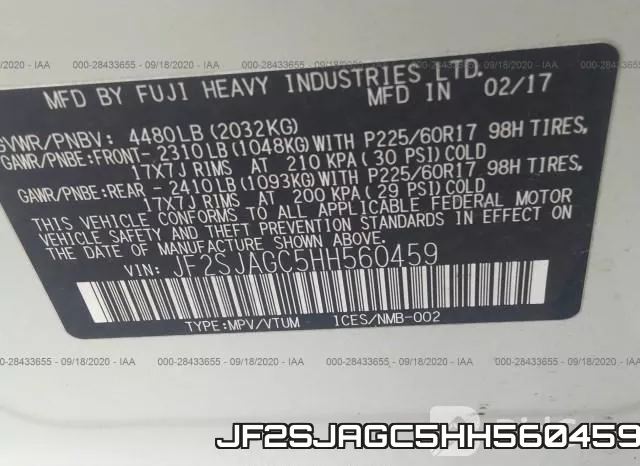 JF2SJAGC5HH560459 фото 10