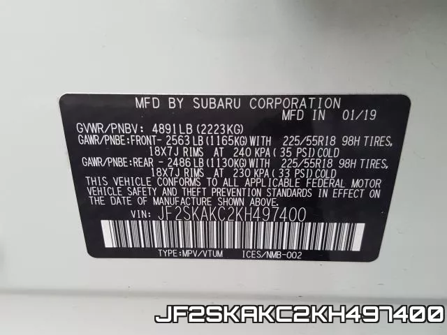 JF2SKAKC2KH497400 фото 2