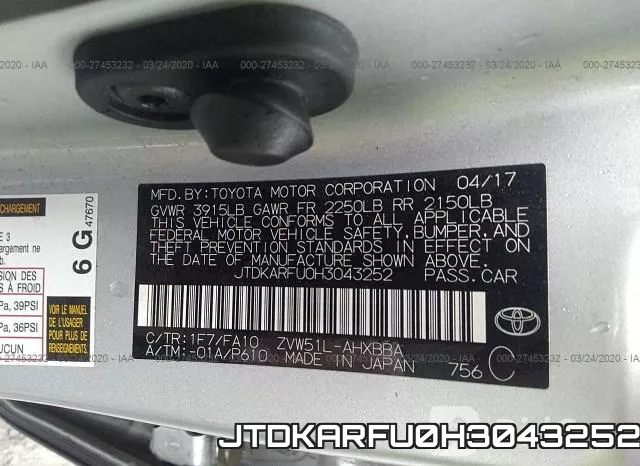 JTDKARFU0H3043252 фото 10