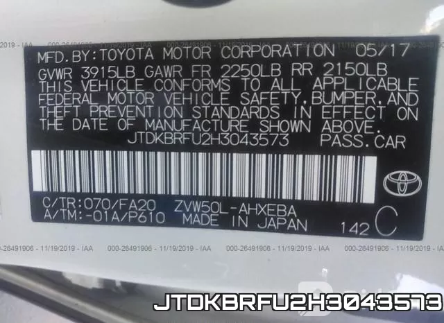 JTDKBRFU2H3043573 фото 10