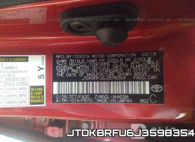 JTDKBRFU6J3598354 фото 10