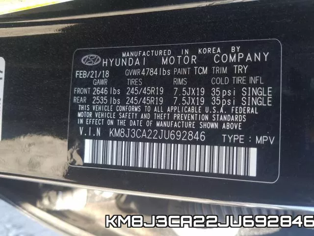 KM8J3CA22JU692846 фото 2