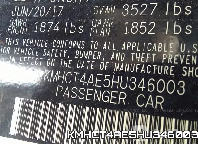 KMHCT4AE5HU346003 фото 10
