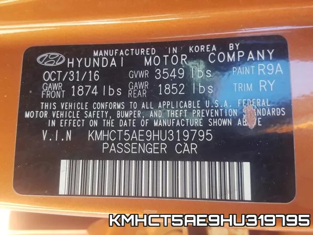 KMHCT5AE9HU319795 фото 2