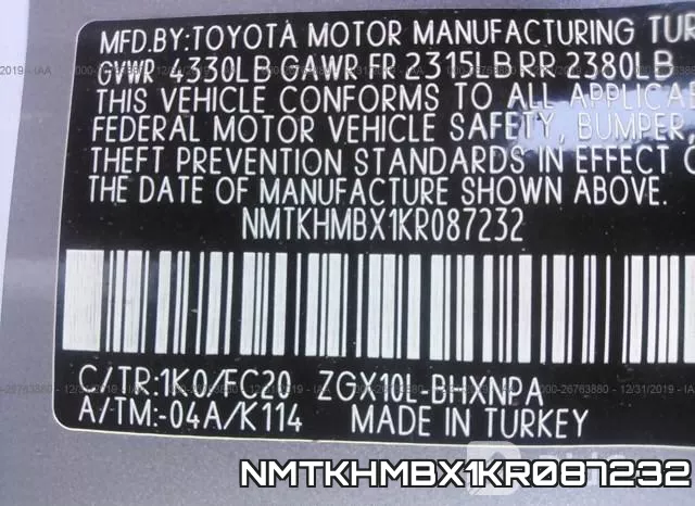 NMTKHMBX1KR087232 фото 10