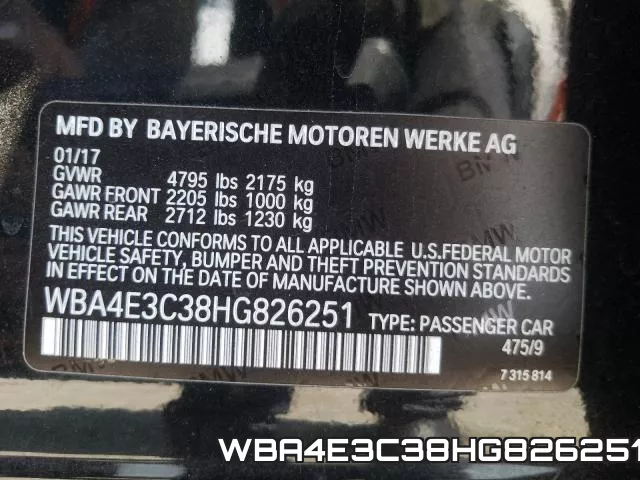 WBA4E3C38HG826251 фото 2