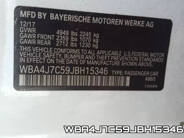 WBA4J7C59JBH15346 фото 2