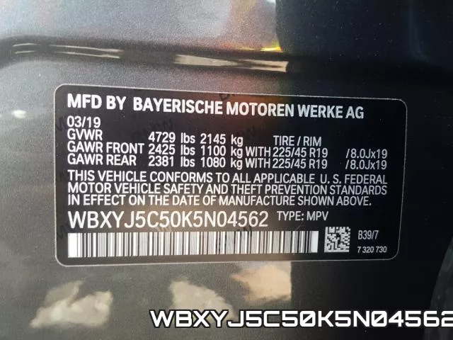 WBXYJ5C50K5N04562 фото 2
