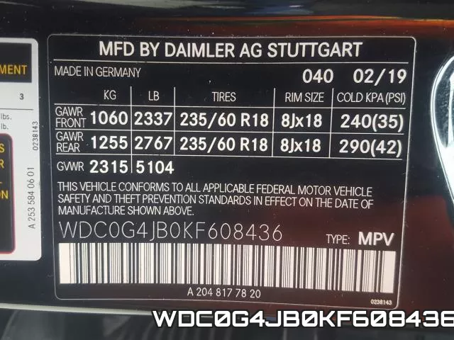 WDC0G4JB0KF608436 фото 2