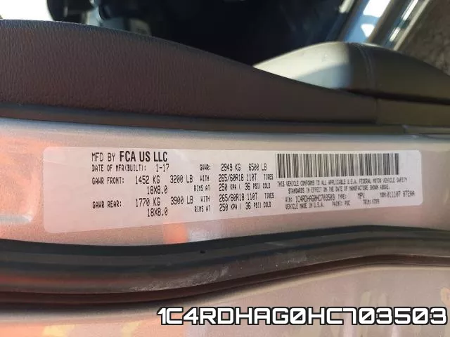 1C4RDHAG0HC703503 фото 2