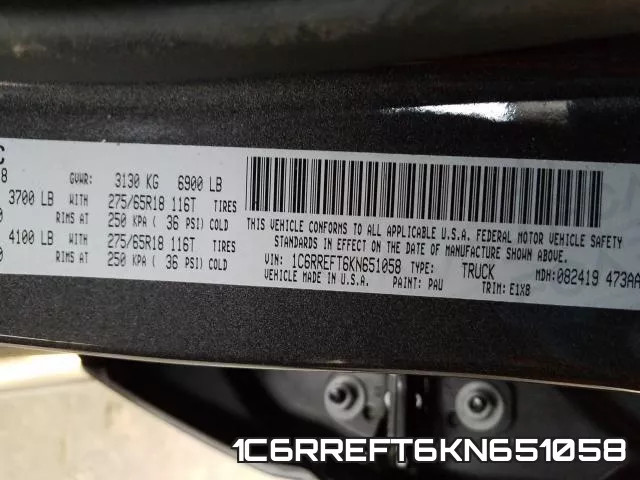 1C6RREFT6KN651058 фото 2