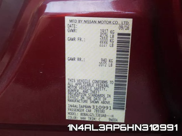 1N4AL3AP6HN310991 фото 2