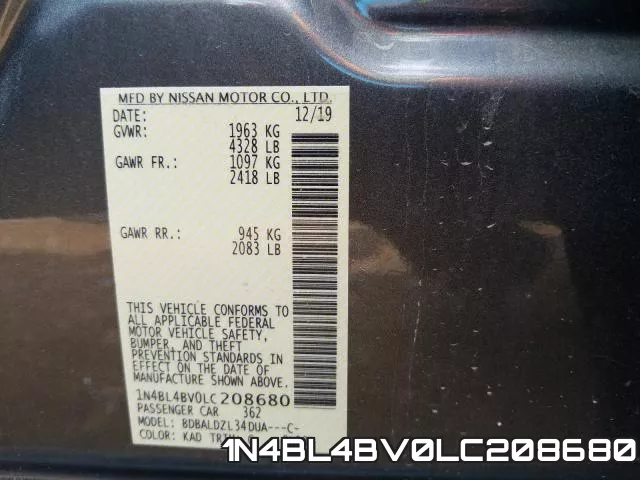 1N4BL4BV0LC208680 фото 2