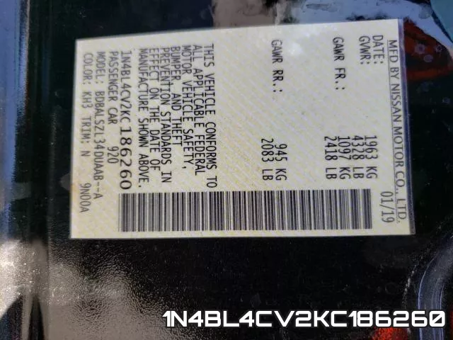 1N4BL4CV2KC186260 фото 2