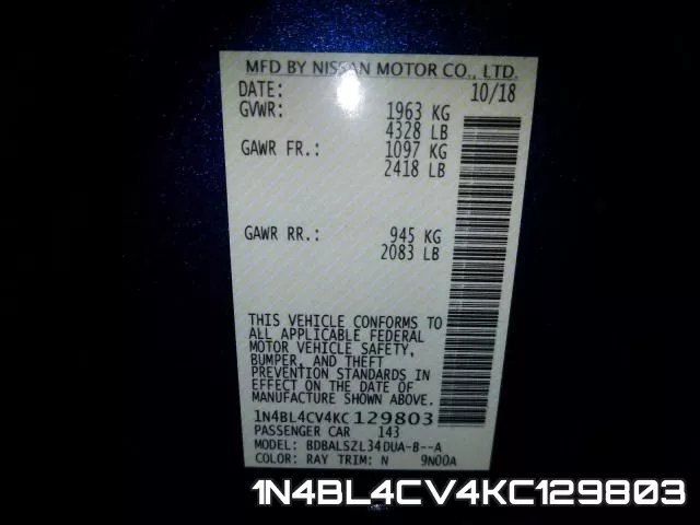 1N4BL4CV4KC129803 фото 2