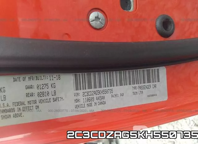 2C3CDZAG5KH550735 фото 10