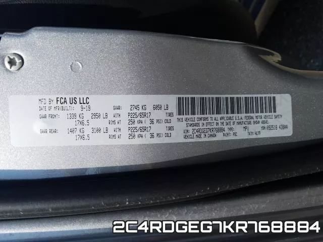 2C4RDGEG7KR768884 фото 2