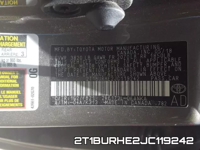 2T1BURHE2JC119242 фото 2