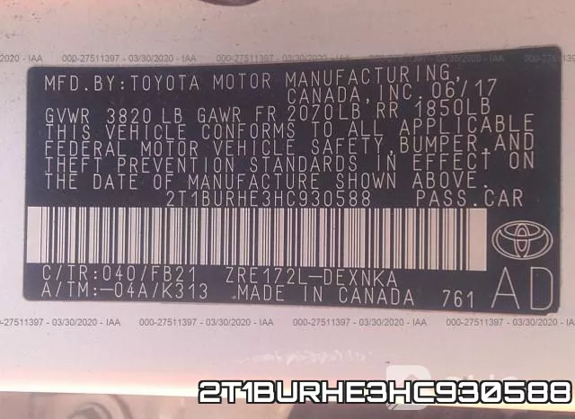 2T1BURHE3HC930588 фото 10