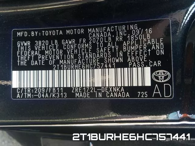 2T1BURHE6HC757441 фото 2