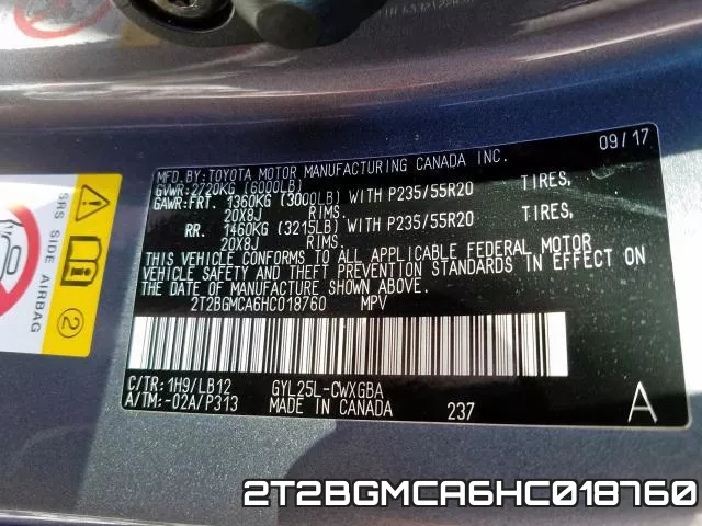 2T2BGMCA6HC018760 фото 2